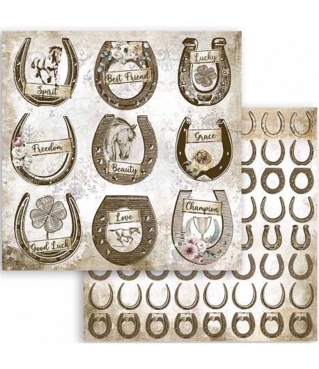 PAPIER ATELIER ROMANTIC HORSES HORSESHOE 30X30CM - SBB801 - STAMPERIA