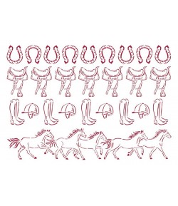 POCHOIR ROMANTIC HORSES RUNNING HORSES 21X29.7CM KSG470