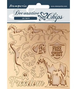 FORMES CARTON DECORATIVE CHIPS HORSES FREEDORN 14X14CM - SCB98