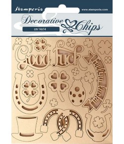 FORMES CARTON DECORATIVE CHIPS HORSES GOOD LUCK 14X14CM - SCB99