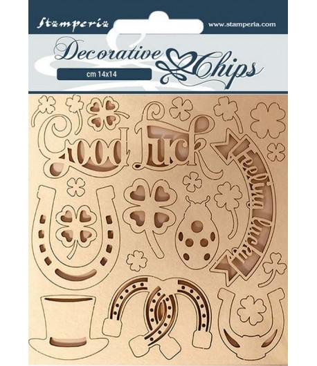FORMES CARTON DECORATIVE CHIPS HORSES GOOD LUCK 14X14CM - SCB99