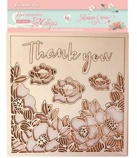 FORMES CARTON DECORATIVE CHIPS CELEBRATION THANK YOU 14X14CM - SCB55