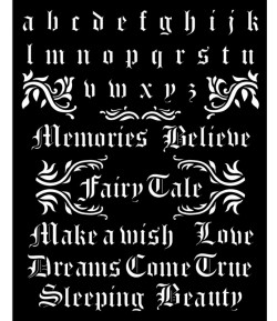 POCHOIR SLEEPING BEAUTY ALPHABET AND QUOTES 20X25 EP 0.25 KSTD076 STAMPERIA