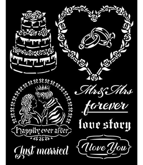 POCHOIR SLEEPING BEAUTY JUST MARRIED 20X25 EP 0.25 KSTD080 STAMPERIA