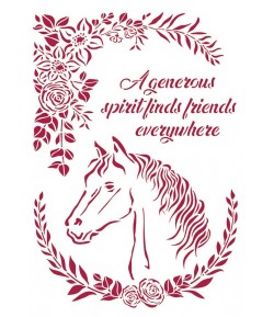 POCHOIR ROMANTIC HORSES WITH FLOWERS 21X29.7CM KSG471