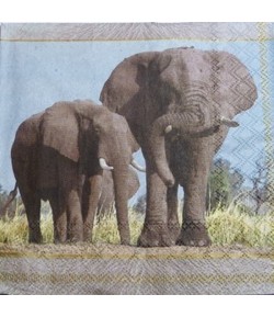 SERVIETTE LES ELEPHANTS AFRIQUE