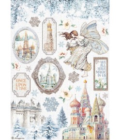 PAPIER DE RIZ A4 WINTER TALES CASTLE 21X29.7 - DFSA4584 - STAMPERIA