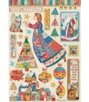 PAPIER DE RIZ A4 CHRISTMAS PATCHWORK ELEMENTS  21X29.7 - DFSA4587 - STAMPERIA