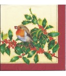 SERVIETTE ROUGE GORGE ET HOUX