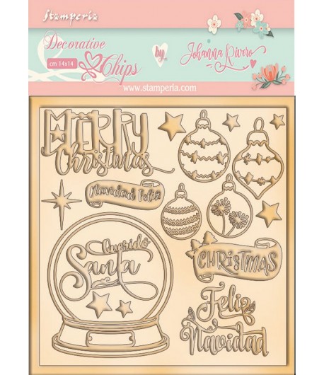 FORMES CARTON DECORATIVE CHIPS CHRISTMAS ROSE 14X14CM - SCB100