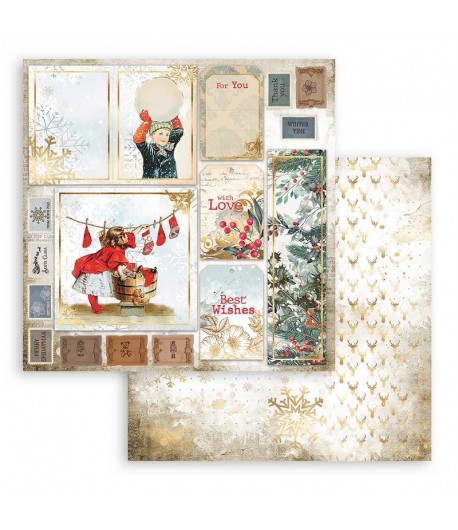 PAPIER ROMANTIC CHRISTMAS CARDS 30X30CM - SBB828 - STAMPERIA