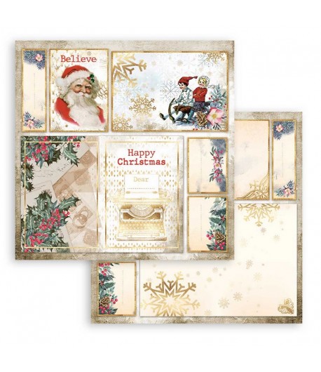 PAPIER ROMANTIC CHRISTMAS CARDS SANTA CLAUS  30X30CM - SBB829 - STAMPERIA