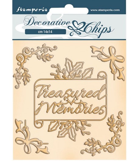 FORMES CARTON DECORATIVE CHIPS ROMANTIC CHRISTMAS MEMORIES 14X14CM - SCB103
