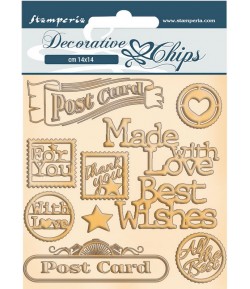 FORMES CARTON DECORATIVE CHIPS ROMANTIC CHRISTMAS POST CARD 14X14CM - SCB73