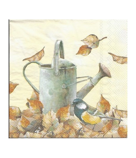SERVIETTE OISEAU ET ARROSOIR