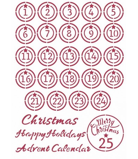 POCHOIR CHRISTMAS PATCHWORK ADVENT 21X29.7CM KSG475