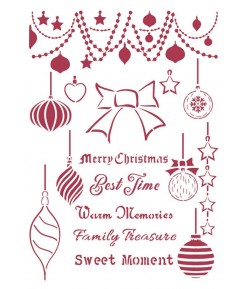 POCHOIR CHRISTMAS PATCHWORK BALLS 21X29.7CM KSG474