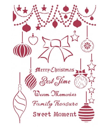 POCHOIR CHRISTMAS PATCHWORK BALLS 21X29.7CM KSG474