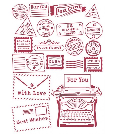 POCHOIR ROMANTIC CHRISTMAS TYPE WRITER 21X29.7CM KSG472