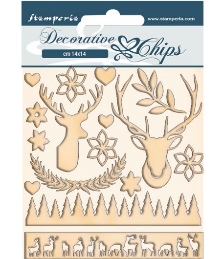 FORMES CARTON DECORATIVE CHIPS PINK CHRISTMAS DEER 14X14CM - SCB67