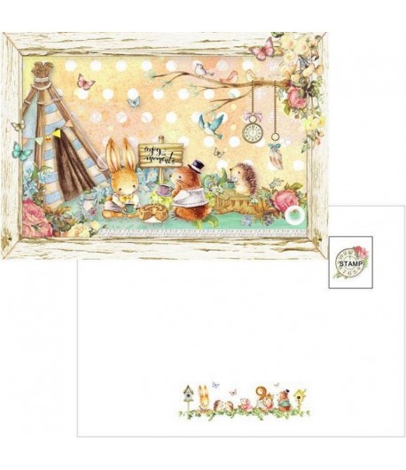 CARTE POSTALE - FOREST FRIENDS TEA TIME - ASUKA STUDIO