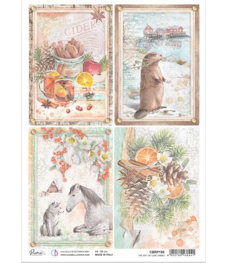 PAPIER DE RIZ A4 THE GIFT OF LOVE CARDS 21 X 29.7CM CIAO BELLA CBRP195