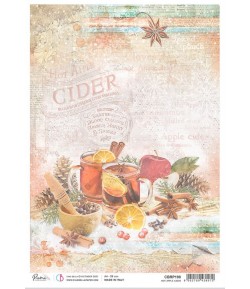 PAPIER DE RIZ A4 HOT APPLE CIDER 21 X 29.7CM CIAO BELLA CBRP198