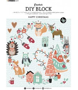 DIY BLOCK A4 - 32 FEUILLES - HAPPY CHRISTMAS - DCB12