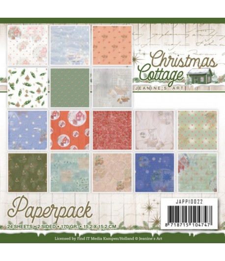 BLOC 24 FEUILLES 15 X 15 CM - CHRISTMAS COTTAGE  JAPP10022