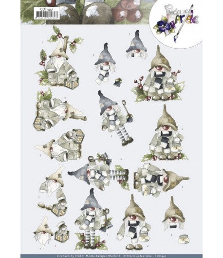 FEUILLE 3D CHRISTMAS GNOME - CD11441