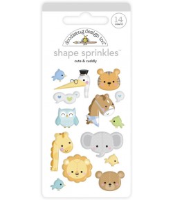 STICKERS EPOXY - CUTE AND CUDDLY - SHAPE SPRINKLES - DOODLEBUG DESIGN