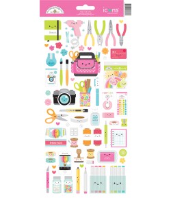 CARDSTOCK STICKERS ICONS - CUTE AND CRAFTY - DOODLEBUG DESIGN