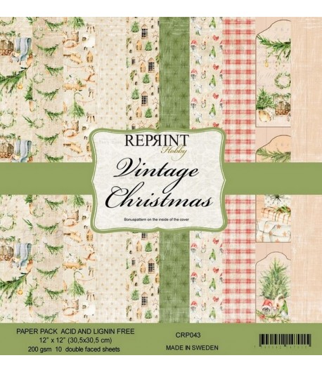 BLOC 10 FEUILLES 30 X 30 CM -  VINTAGE CHRISTMAS - REPRINT