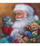 SERVIETTE PERE NOEL ET CHATON GRIS