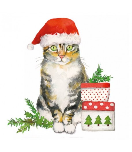 SERVIETTE CHRISTMAS KITTY