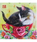 SERVIETTE LE CHAT DANS LA TASSE