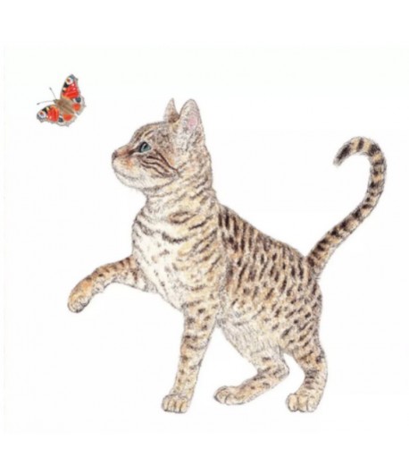 SERVIETTE CHATON ET PAPILLON