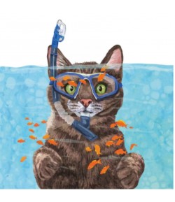 SERVIETTE CHAT COUSTEAU