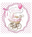 SERVIETTE BIENVENUE BEBE ROSE