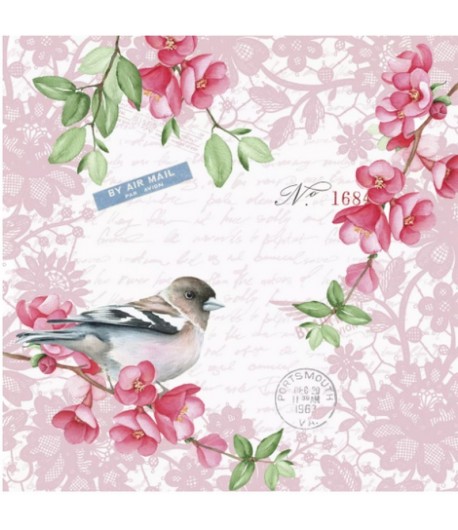 SERVIETTE OISEAU DANS LE CERISIER