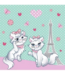 SERVIETTE CHIC KITTIES IN PARIS