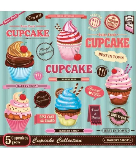 SERVIETTE VINTAGE CUPCAKE