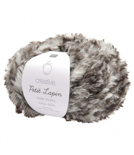 LAINE CREATIVE PETIT LAPIN TAUPE BLANC (009)