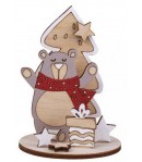 OURS ET SAPINS DECO EN BOIS AVEC SUPPORT BOIS