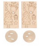 OURS ET SAPINS DECO EN BOIS AVEC SUPPORT BOIS
