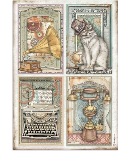 PAPIER DE RIZ A4 LADY VAGABOND LIFESTYLE - 4 CARDS 21X29.7 - DFSA4647 - STAMPERIA