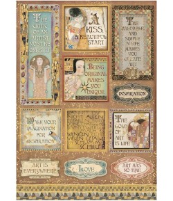 PAPIER DE RIZ A4 KLIMT - QUOTES AND LABELS  21X29.7 - DFSA4641 - STAMPERIA