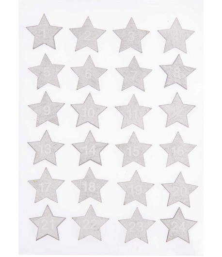 ETOILES CHIFFRES CALENDRIER DE L AVENT BOIS ARGENT