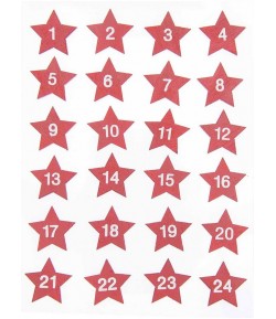 ETOILES CHIFFRES CALENDRIER DE L AVENT BOIS ROUGE