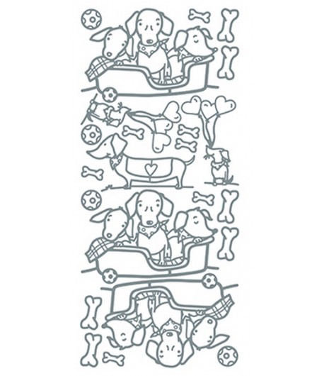 STICKERS CHIENS - ARGENT